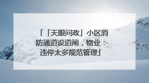 「天眼问政」小区消防通道设道闸，物业：违停太多规范管理