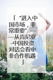 “进入中国市场，非常重要”——从肯尼亚-中国投资对话会看中非合作机遇