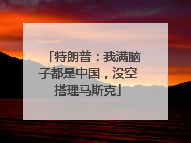 特朗普：我满脑子都是中国，没空搭理马斯克