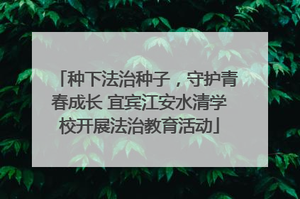种下法治种子，守护青春成长 宜宾江安水清学校开展法治教育活动