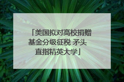 美国拟对高校捐赠基金分级征税 矛头直指精英大学