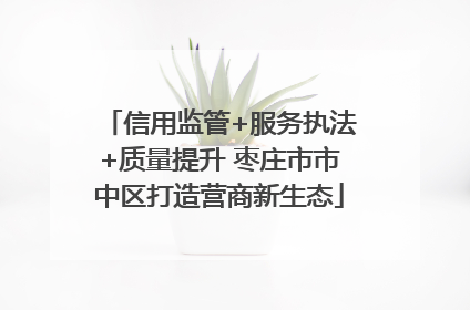 信用监管+服务执法+质量提升 枣庄市市中区打造营商新生态