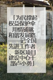 为民撑起权益保护伞 用情铺就和谐发展路——记全国先进工作者、新区项目建设中心干部卢小勇