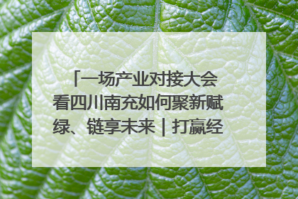 一场产业对接大会 看四川南充如何聚新赋绿、链享未来｜打赢经济发展翻身仗