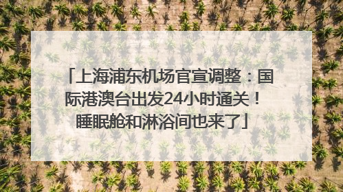 上海浦东机场官宣调整：国际港澳台出发24小时通关！睡眠舱和淋浴间也来了