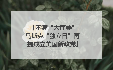 不满“大而美” 马斯克“独立日”再提成立美国新政党