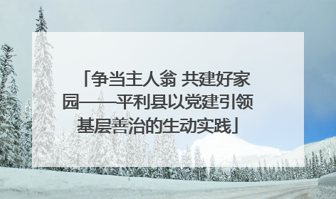 争当主人翁 共建好家园——平利县以党建引领基层善治的生动实践