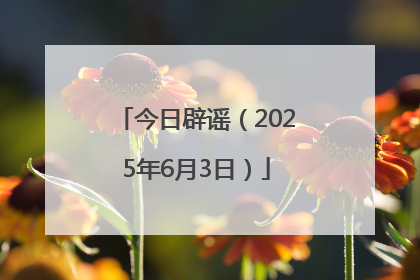 今日辟谣（2025年6月3日）