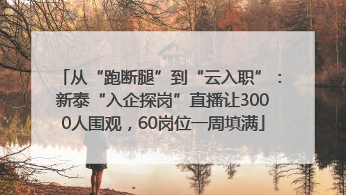 从“跑断腿”到“云入职”：新泰“入企探岗”直播让3000人围观，60岗位一周填满
