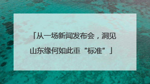 从一场新闻发布会，洞见山东缘何如此重“标准”