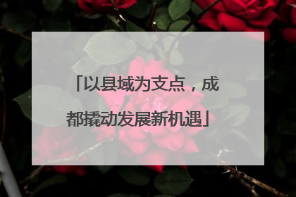以县域为支点，成都撬动发展新机遇