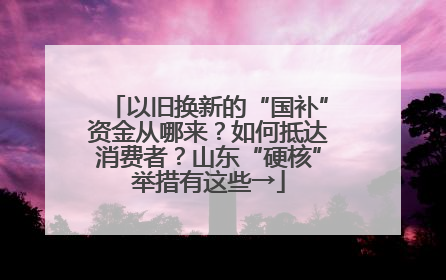 以旧换新的“国补”资金从哪来？如何抵达消费者？山东“硬核”举措有这些→