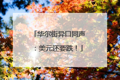华尔街异口同声：美元还要跌！