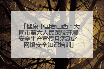 健康中国看山西：大同市第六人民医院开展安全生产宣传月活动之网络安全知识培训