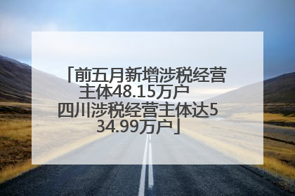前五月新增涉税经营主体48.15万户 四川涉税经营主体达534.99万户