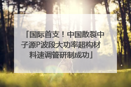 国际首支！中国散裂中子源P波段大功率超构材料速调管研制成功