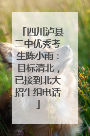 四川泸县二中优秀考生陈小雨：目标清北，已接到北大招生组电话