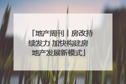 地产周刊丨房改持续发力 加快构建房地产发展新模式