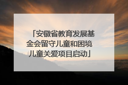 安徽省教育发展基金会留守儿童和困境儿童关爱项目启动