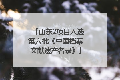 山东2项目入选第六批《中国档案文献遗产名录》