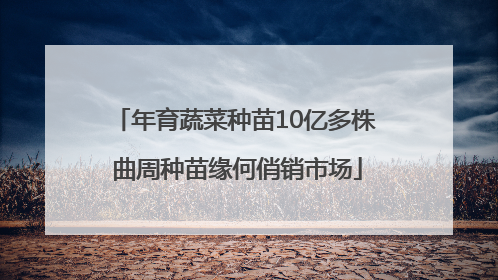年育蔬菜种苗10亿多株 曲周种苗缘何俏销市场