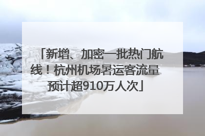 新增、加密一批热门航线！杭州机场暑运客流量预计超910万人次