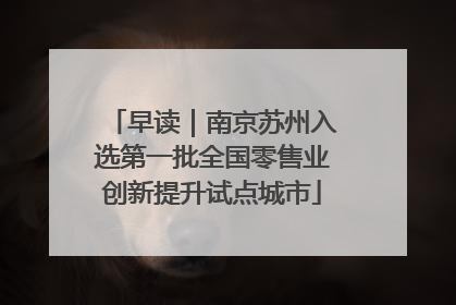 早读｜南京苏州入选第一批全国零售业创新提升试点城市