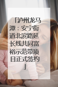 泸州龙马潭：安宁街道北滨路延长线共同富裕示范带项目正式签约