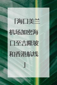 海口美兰机场加密海口至吉隆坡和香港航线