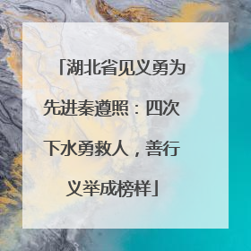 湖北省见义勇为先进秦遵照：四次下水勇救人，善行义举成榜样