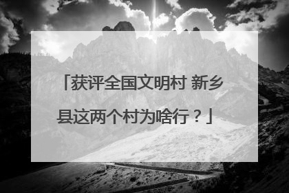 获评全国文明村 新乡县这两个村为啥行？