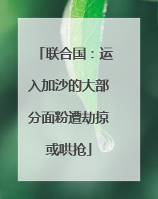 联合国：运入加沙的大部分面粉遭劫掠或哄抢