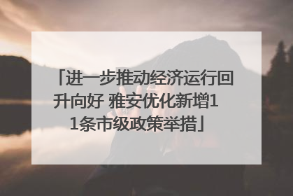 进一步推动经济运行回升向好 雅安优化新增11条市级政策举措