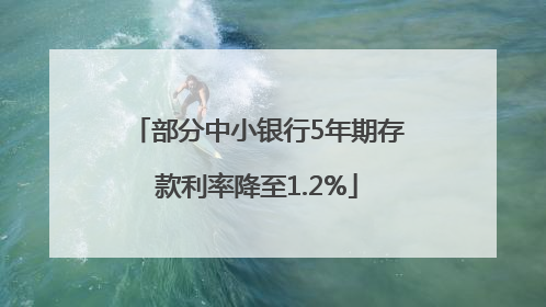 部分中小银行5年期存款利率降至1.2%