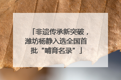 非遗传承新突破，潍坊杨静入选全国首批“哺育名录”