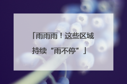 雨雨雨！这些区域持续“雨不停”