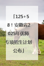 125+58！安徽省2025年优师专项招生计划公布