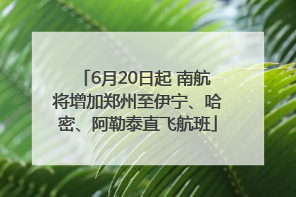 6月20日起 南航将增加郑州至伊宁、哈密、阿勒泰直飞航班